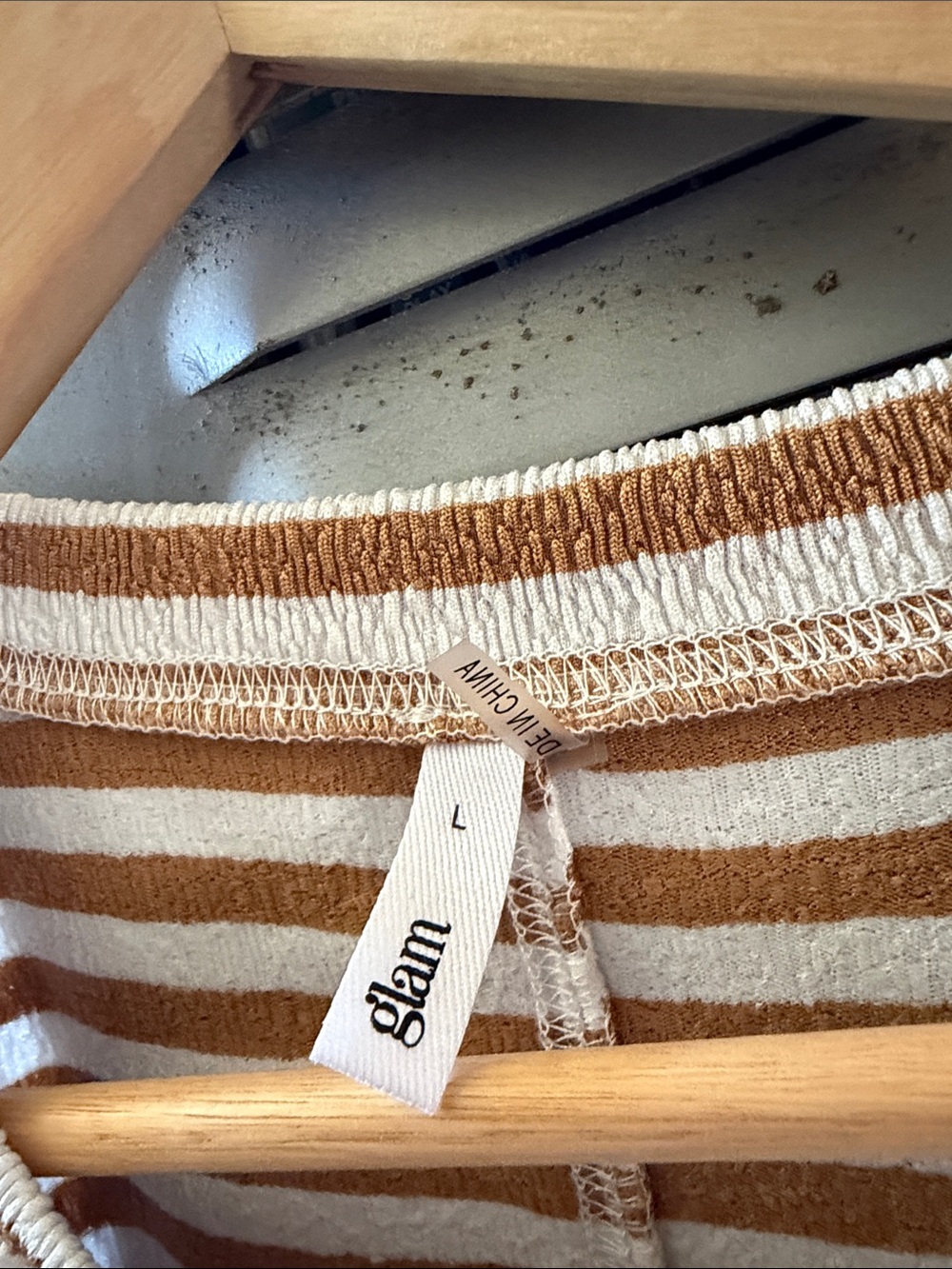 glam Striped Oversized Knit Top in White and Tan - Picture 2 of 4